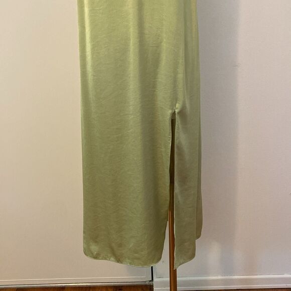 Aritzia Wilfred Satin Slip Dress with Thigh Slit in Light Green Size XS - Picture 4 of 13